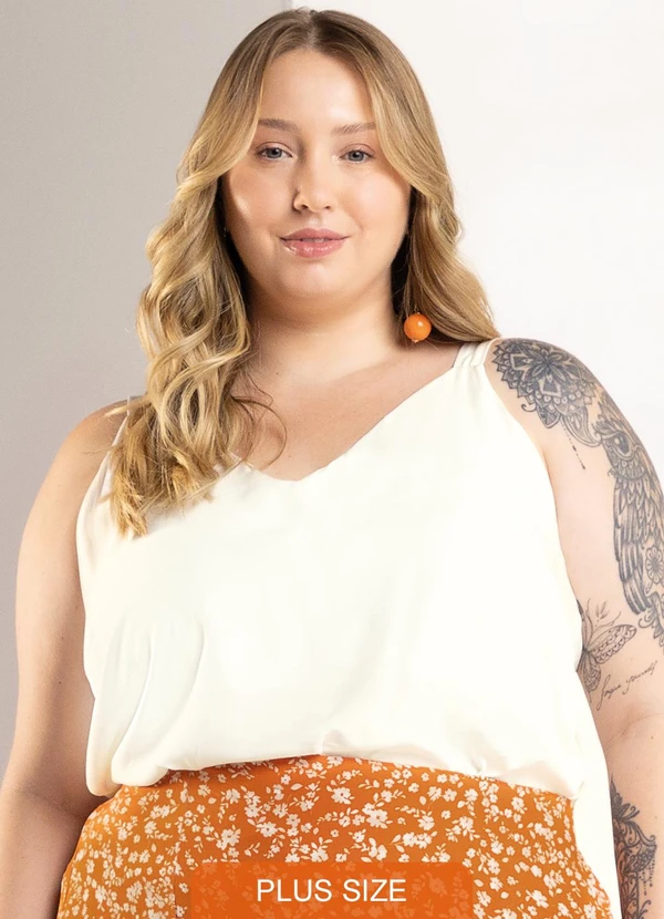 Marialícia - Regata Feminina Alca Fina Bege