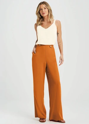 Marialícia - Regata Feminina Alças Finas Viscose Bege - MARIALÍCIA