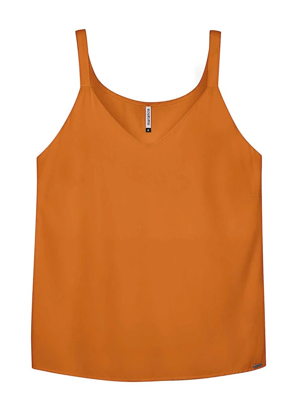 Marialícia - Regata Feminina Alças Finas Viscose Laranja 3