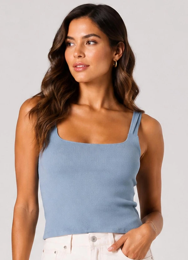 Infinita Cor - Regata Feminina Alças Transpassada Azul