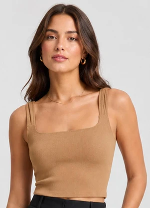 Infinita Cor - Regata Feminina Alças Transpassada Bege - INFINITA COR