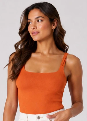 Infinita Cor - Regata Feminina Alças Transpassada Laranja - INFINITA COR