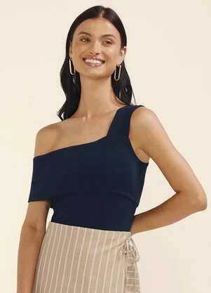 Marialícia - Regata Feminina Assimétrica Azul - MARIALÍCIA