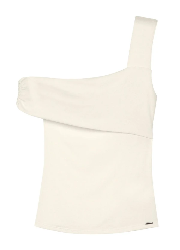 Marialícia - Regata Feminina Assimétrica Bege