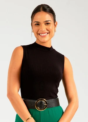 Cativa - Regata Feminina Básica Canelada Preto - CATIVA