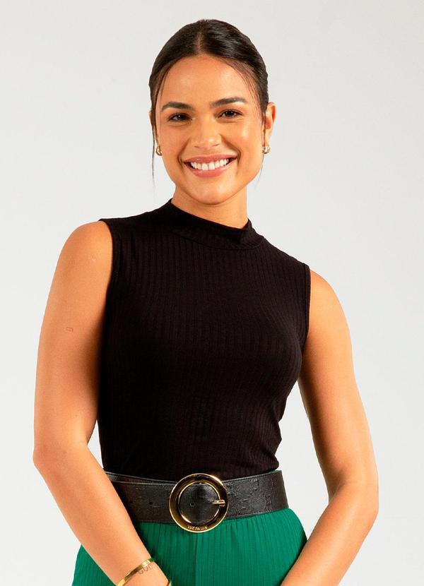 Cativa - Regata Feminina Básica Canelada Preto