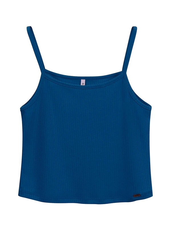 Marialícia - Regata Feminina Básica com Alças Azul