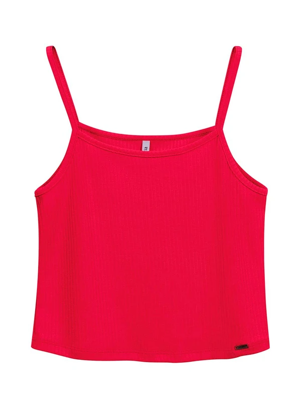 Marialícia - Regata Feminina Básica com Alças Vermelho
