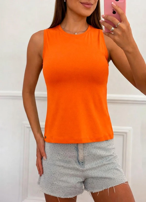 Doce Tom - Regata Feminina Básica Conforto Laranja 2