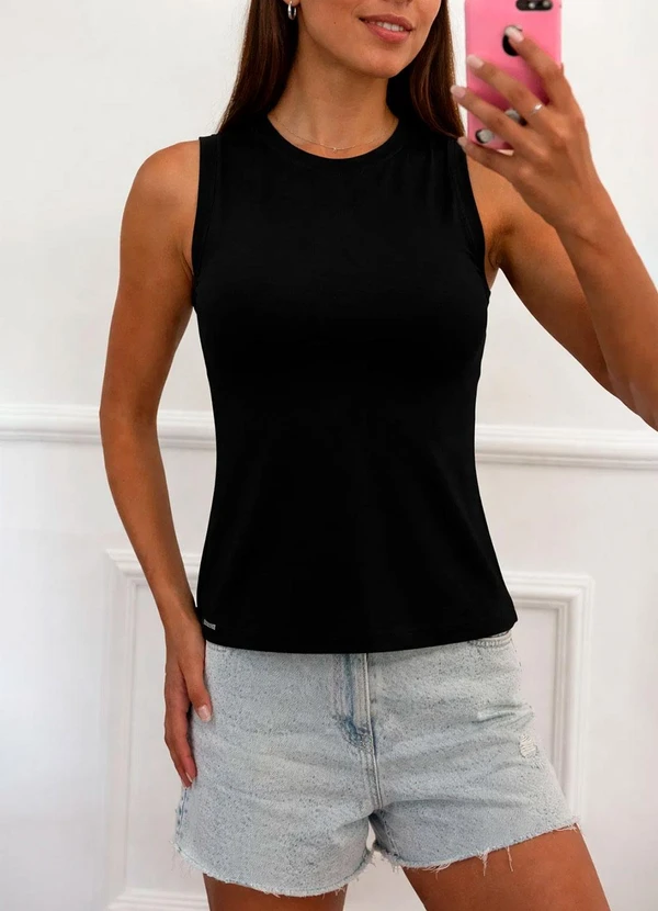 Doce Tom - Regata Feminina Básica Conforto Preto 2