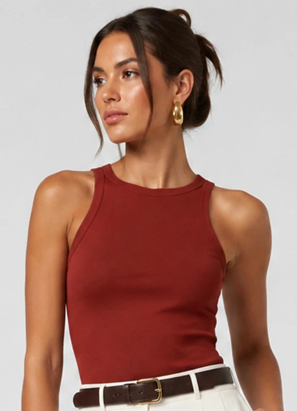 Rovitex - Regata Feminina Básica em Cotton Laranja
