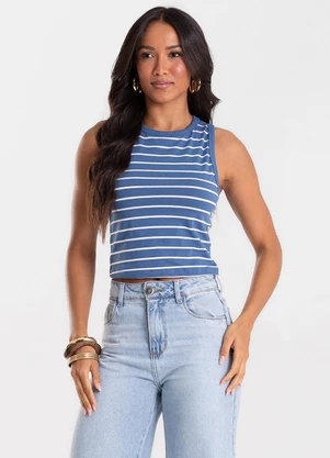 Rovitex - Regata Feminina Básica em Cotton Leve Azul - ROVITEX