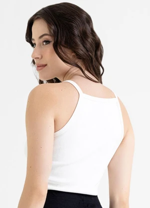 Just Basic - Regata Feminina Básica em Ribana Off White - JUST BASIC