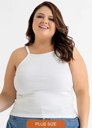 Just Basic - Regata Feminina Básica em Ribana Off White - JUST BASIC