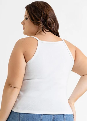 Just Basic - Regata Feminina Básica em Ribana Off White - JUST BASIC