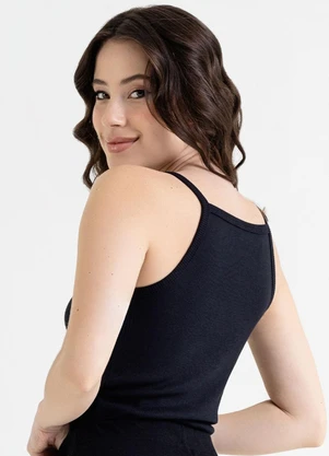 Just Basic - Regata Feminina Básica em Ribana Preto - JUST BASIC