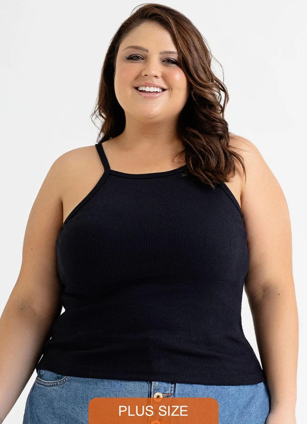 Just Basic - Regata Feminina Básica em Ribana Preto 5