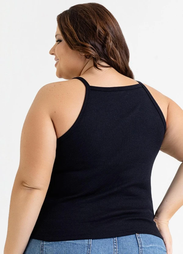 Just Basic - Regata Feminina Básica em Ribana Preto 6