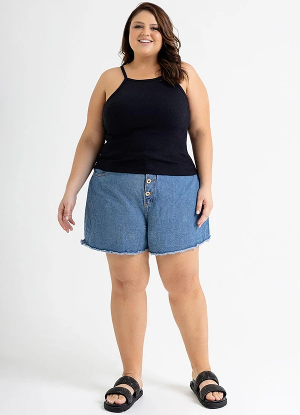 Just Basic - Regata Feminina Básica em Ribana Preto 7