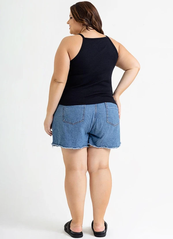 Just Basic - Regata Feminina Básica em Ribana Preto 8