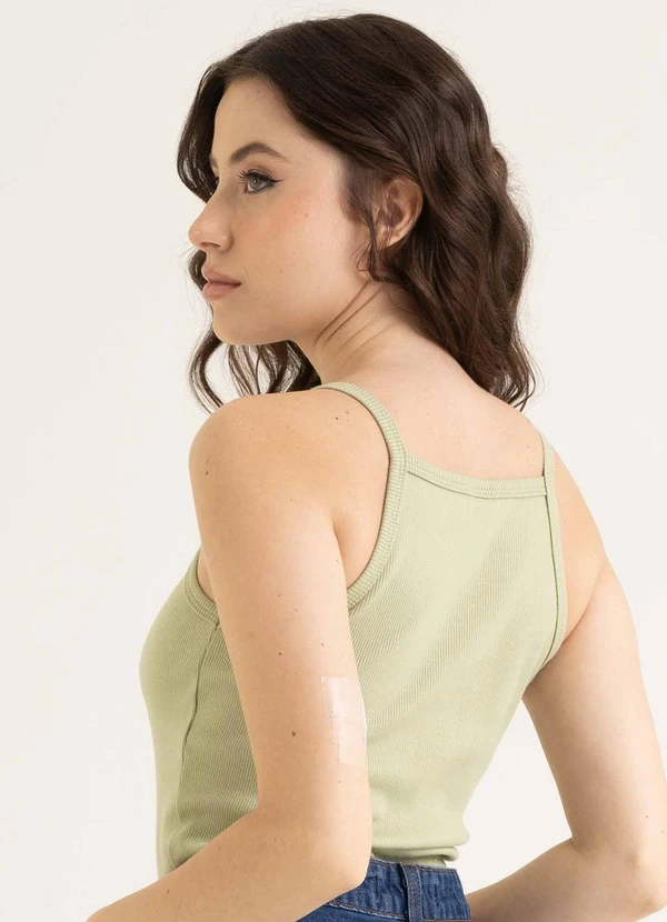 Just Basic - Regata Feminina Básica em Ribana Verde 2