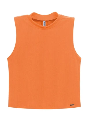 Marialícia - Regata Feminina Básica Gola Alta Laranja - MARIALÍCIA