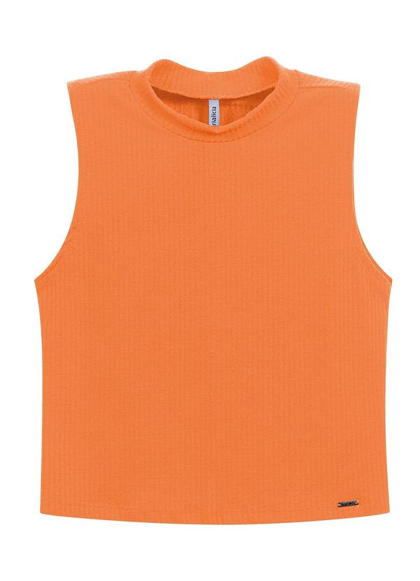 Marialícia - Regata Feminina Básica Gola Alta Laranja