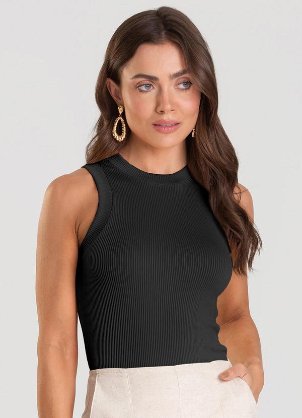 Dianna - Regata Feminina Canelada Preto