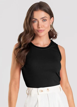 Dianna - Regata Feminina Canelada Preto - DIANNA