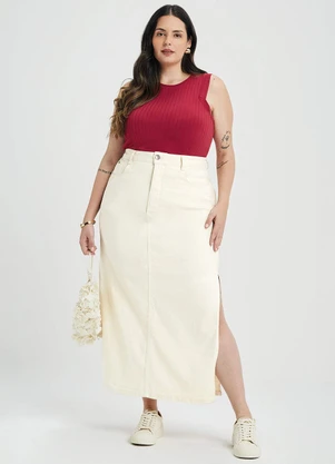 Marialícia - Regata Feminina Canelado de Viscose Vermelho - MARIALÍCIA