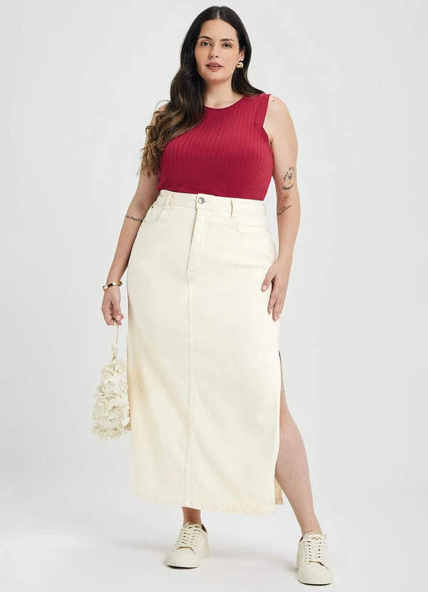 Marialícia - Regata Feminina Canelado de Viscose Vermelho 2