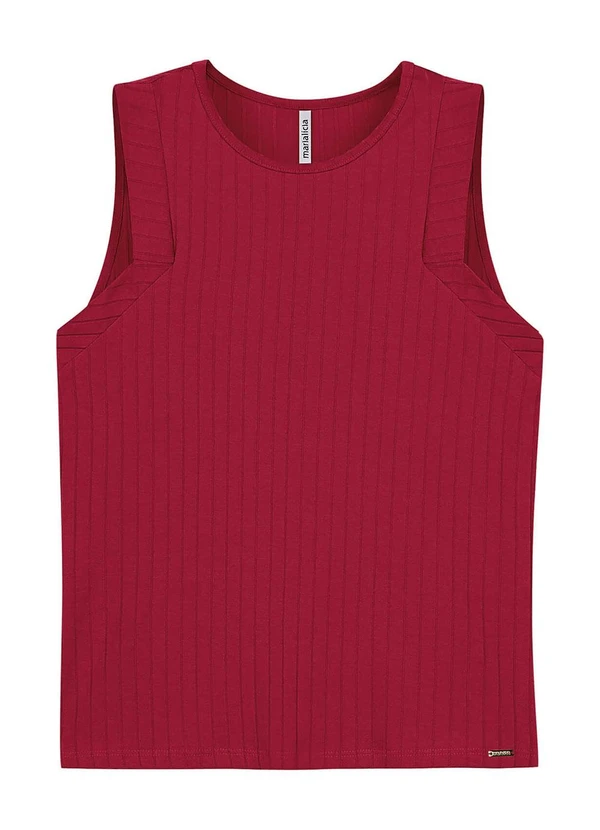 Marialícia - Regata Feminina Canelado de Viscose Vermelho 4