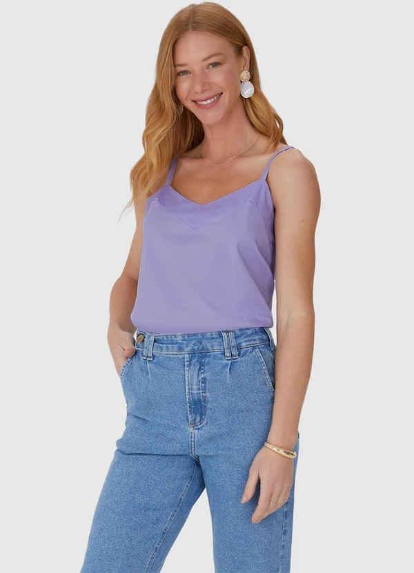 Malwee - Regata Feminina com Alça Fina em Algodão Roxo 4