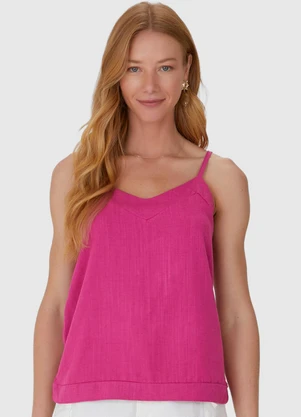 Malwee - Regata Feminina com Alça Fina em Viscolinho Rosa - MALWEE