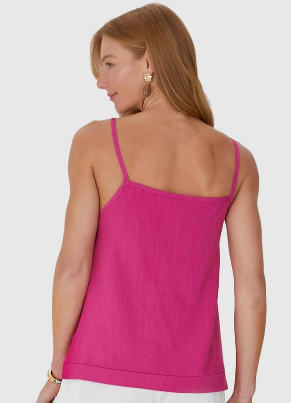 Malwee - Regata Feminina com Alça Fina em Viscolinho Rosa 2