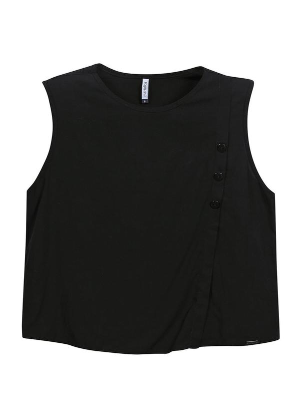 Marialícia - Regata Feminina com Botões Preto