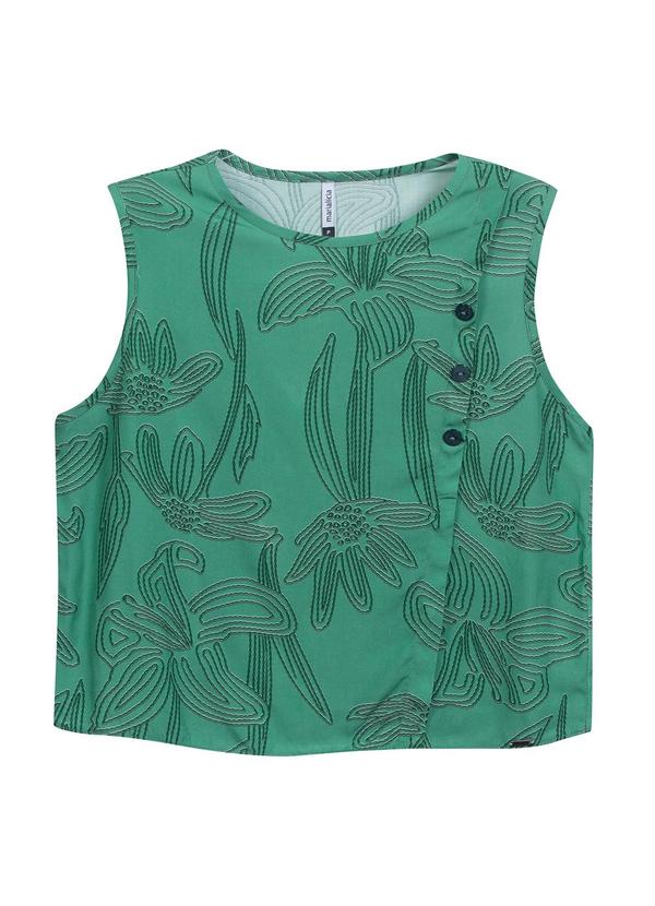 Marialícia - Regata Feminina com Botões Verde