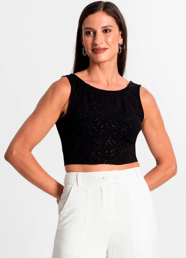 Rovitex - Regata Feminina com Brilho Preto 3