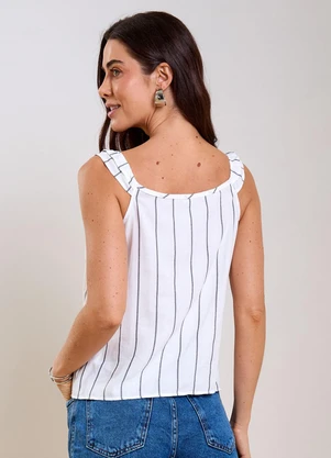 Marialícia - Regata Feminina com Decote Branco - MARIALÍCIA