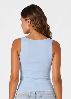 Infinita Cor - Regata Feminina com Decote em U Azul - INFINITA COR