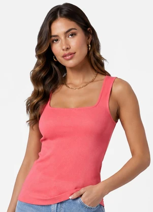 Infinita Cor - Regata Feminina com Decote em U Laranja - INFINITA COR