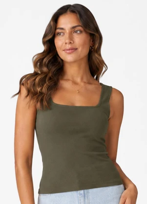 Infinita Cor - Regata Feminina com Decote em U Verde - INFINITA COR