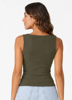 Infinita Cor - Regata Feminina com Decote em U Verde - INFINITA COR