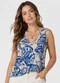 Infinita Cor - Regata Feminina com Decote em V Azul - variação: Bege