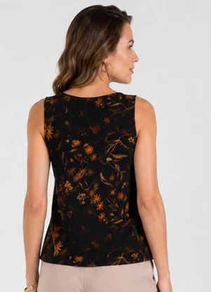 Infinita Cor - Regata Feminina com Decote em V Preto - INFINITA COR