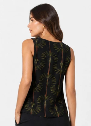 Infinita Cor - Regata Feminina com Decote em V Preto - INFINITA COR