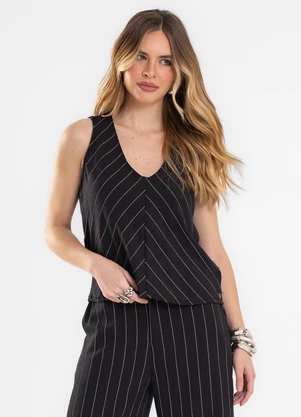 Endless - Regata Feminina com Decote em V Preto - ENDLESS