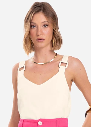 Endless - Regata Feminina com Detalhes Bege - ENDLESS