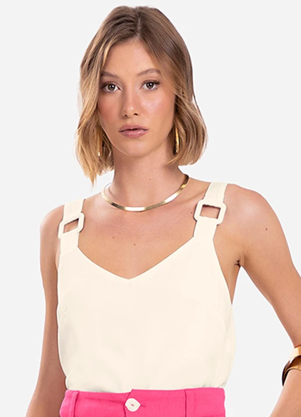 Endless - Regata Feminina com Detalhes Bege