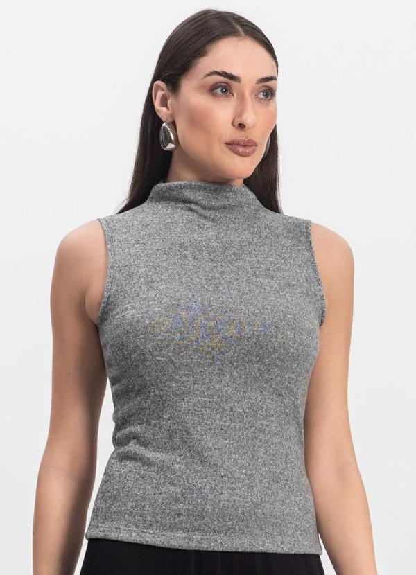 Infinita Cor - Regata Feminina com Gola Cinza